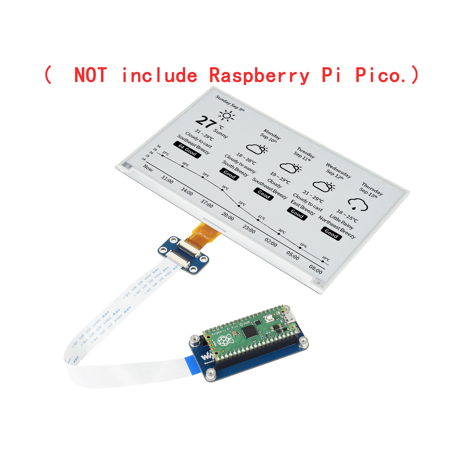 7.5 インチ電子ペーパー E インク表示画面 HAT スターターキット RPI Raspberry Pi PICO 2 W 2W RP2350 PICO2 拡張ボードアクセサリー用