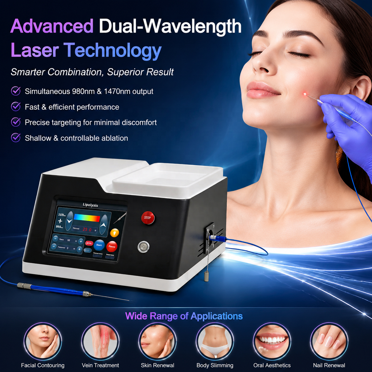 Best Price Painless 980nm 1470nm Diode Endo Machine Face Lifting and Lipolysis With 3m fiber for Body Use