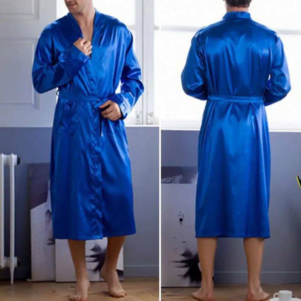 M-3XL 高級バスローブ男性秋冬長袖ショールカラー男性ローブエレガントなメンズ着物 V ネックローブパジャマホーム