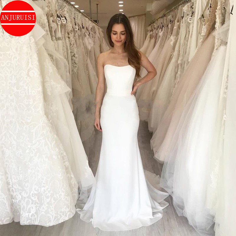 ストラップレスシフォンマーメイドウェディングドレス女性 2022 花嫁シンプルな Vestidos デノビアボダウエディングパーティードレス Suknia Ślubna