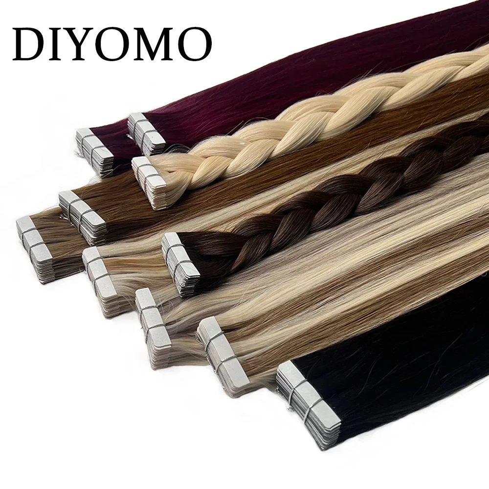 Tape In 100% Real Remy Human Hair Brazilian Human Hair Straight Extensions Skin Weft Adhesive Glue On Salon Quality for Woman
