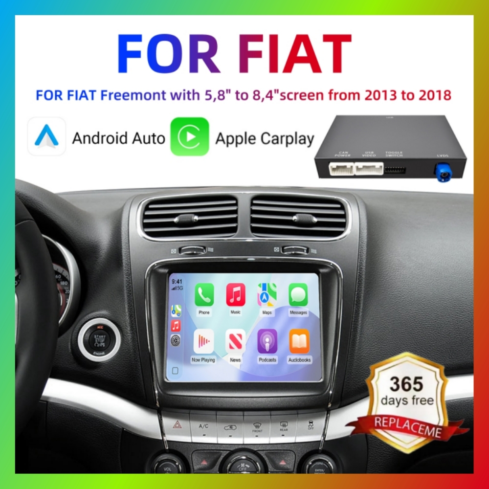 ワイヤレス CarPlay Android 自動レトロフィットキットデコーダボックスフィアットフリーモント 2013 2014 2015 2016 2017 2018