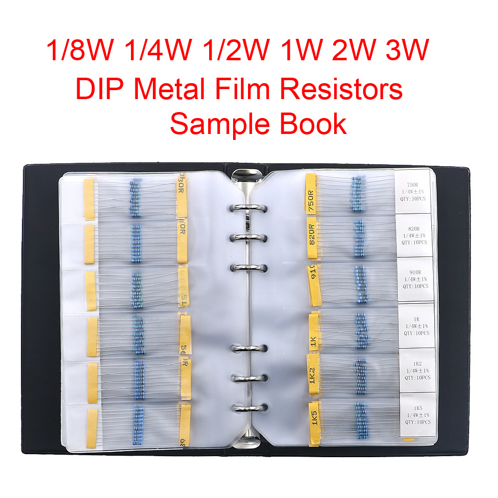 1/8W 1/4W 1/2W 1W 2W 3W 0R - 10M 金属皮膜抵抗器サンプルブック DIY 各種キット