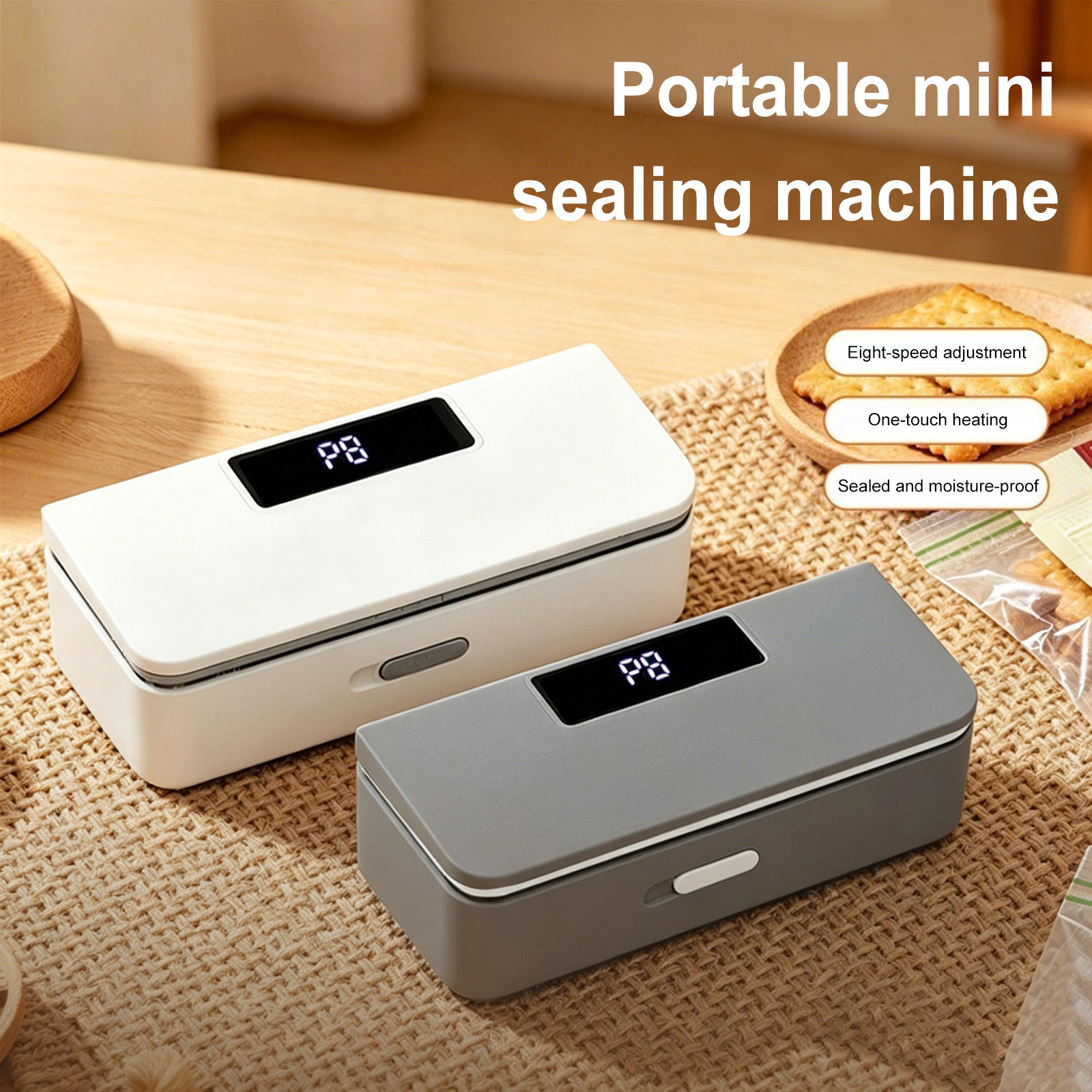 2 1 冷蔵庫マグネットシーラー 8 レベル調節可能なミニバッグシーラーとカッター手持ち袋再シーラー機冷蔵庫用