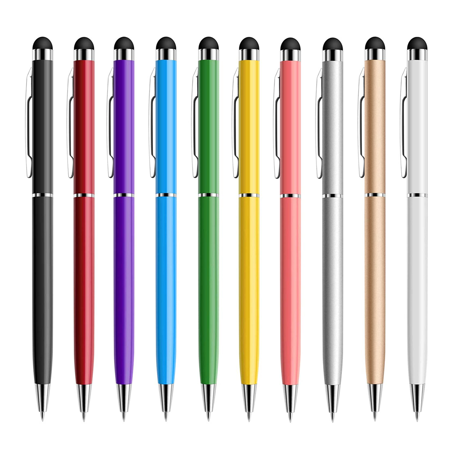 50pcs 13 Colors Mini Metal 2 In 1 Touch Pen Screen Stylus Universal With Roller Ballpoint Pen Free Custom Logo Name