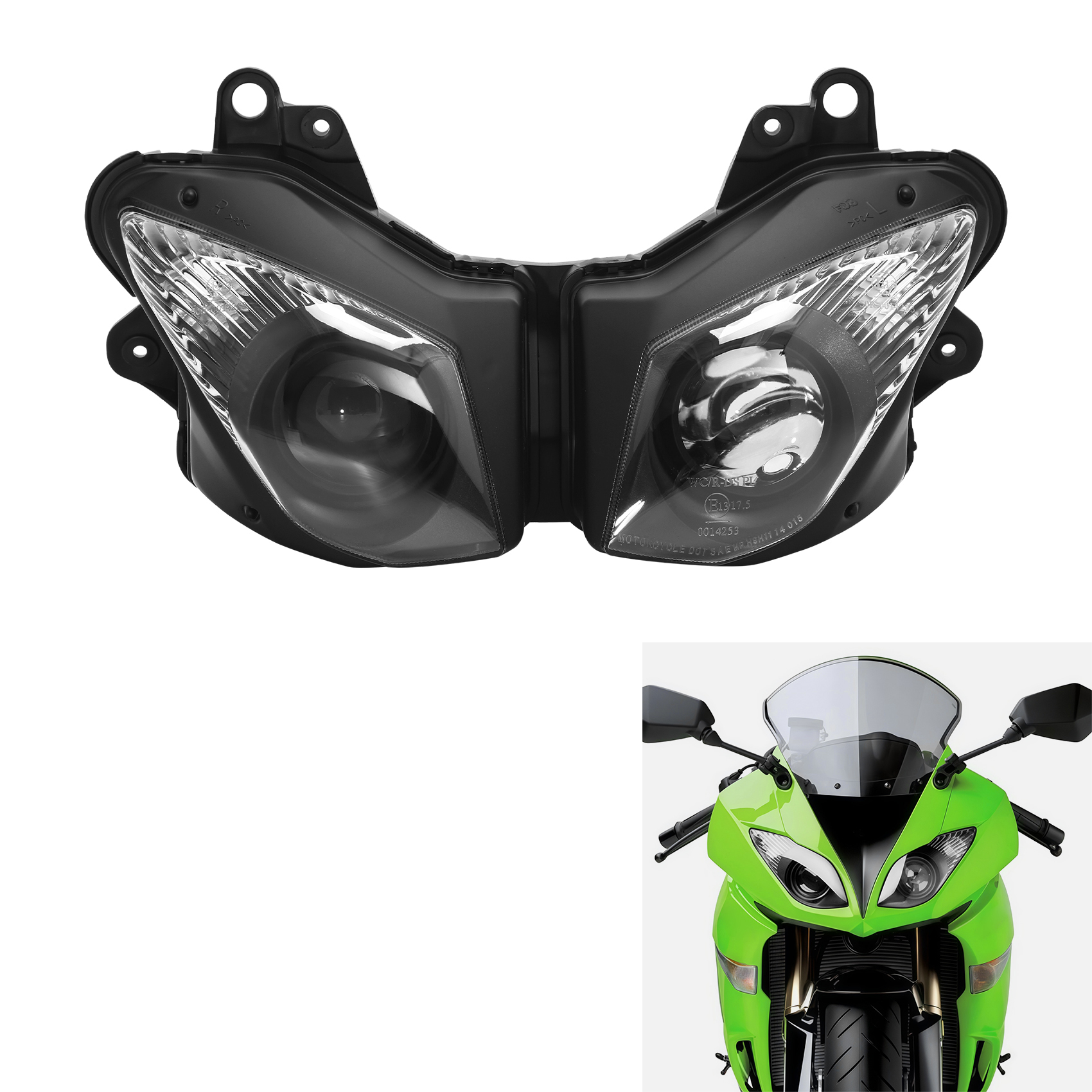 フロントヘッドライトアセンブリカワサキニンジャ ZX6R 2009-2012 ZX10R 2008-2010 オートバイランプ