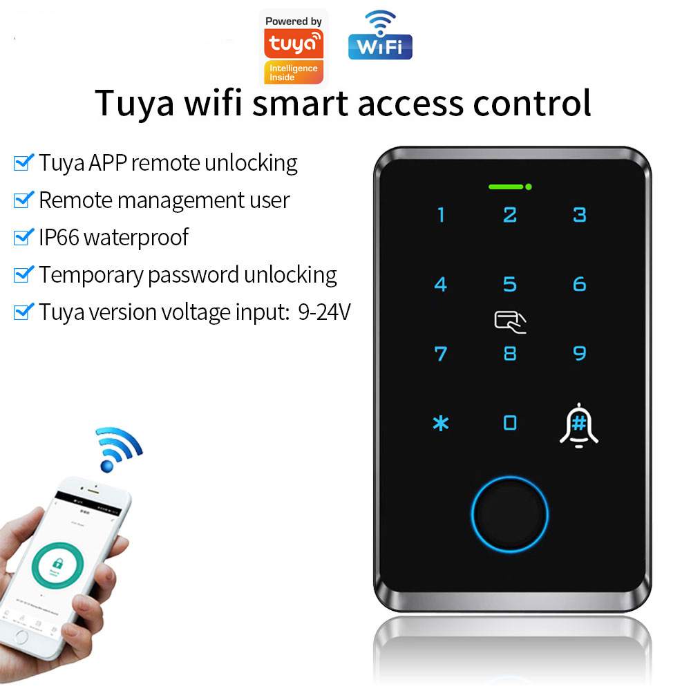 サポート Tuya アプリ TF109 防水 Bluetooth Wifi 指紋アクセスコントローラ RFID キーボードタッチキーパッドシステムリモートドア