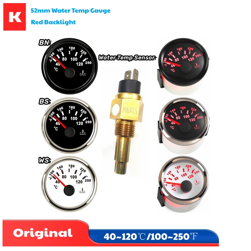 52 ミリメートル水温計 40-120 ℃ 水温計 287.4-22.4ohm 入力信号 M14x1.5 M16x1.5 NPT3/8 センサーカーボート用