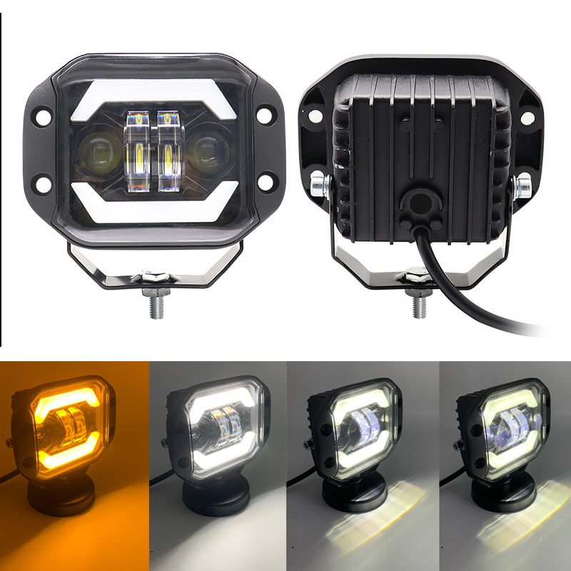 5インチ LED ワークライトバー スポットライト フラッシュマウント ヘッドライト エンジェルアイ ハイ/ロービーム オフロード 4X4 ATV Niva Lada トラック ATV UTV用