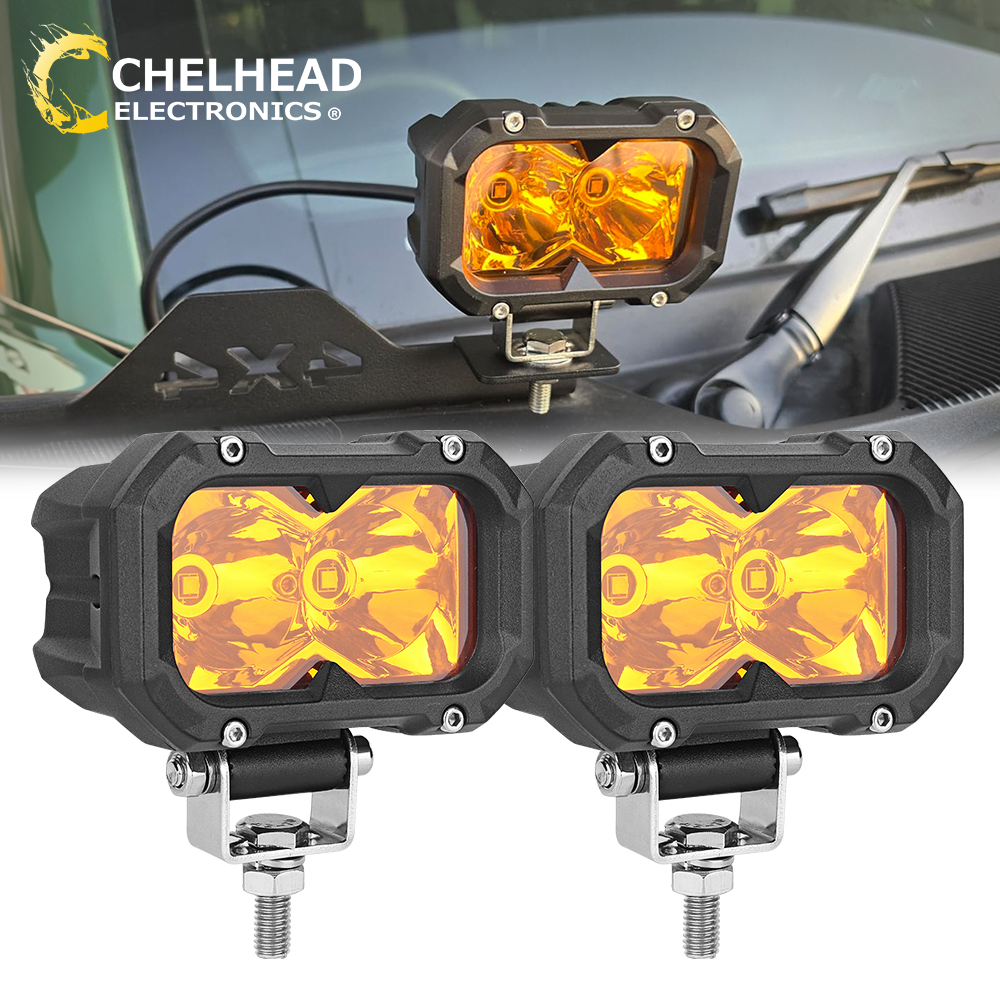 2 個アンバー LED フォグポッドライトバンパー LED ワークライトスポットドライビングキューブトラックジープ ATV オフロード UTV SUV トラクターボート用