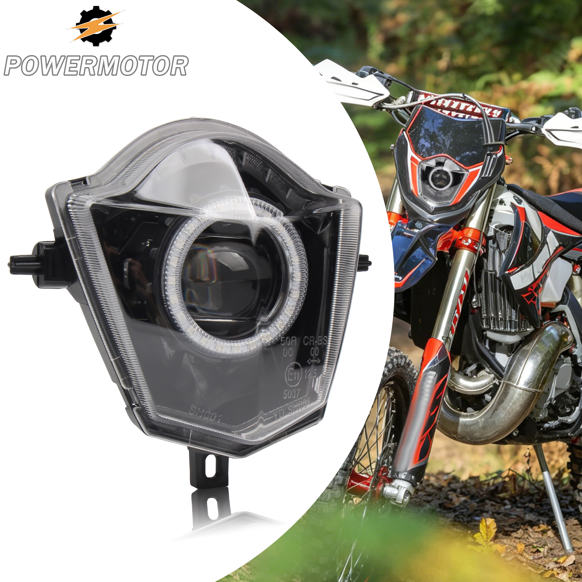 DirtBike オートバイ LED RGBW V6 ヘッドライト エンジェルアイ GasGas EC SM Rieju MRT プロ SM 50 125 300 2008-2021 モトクロス修正