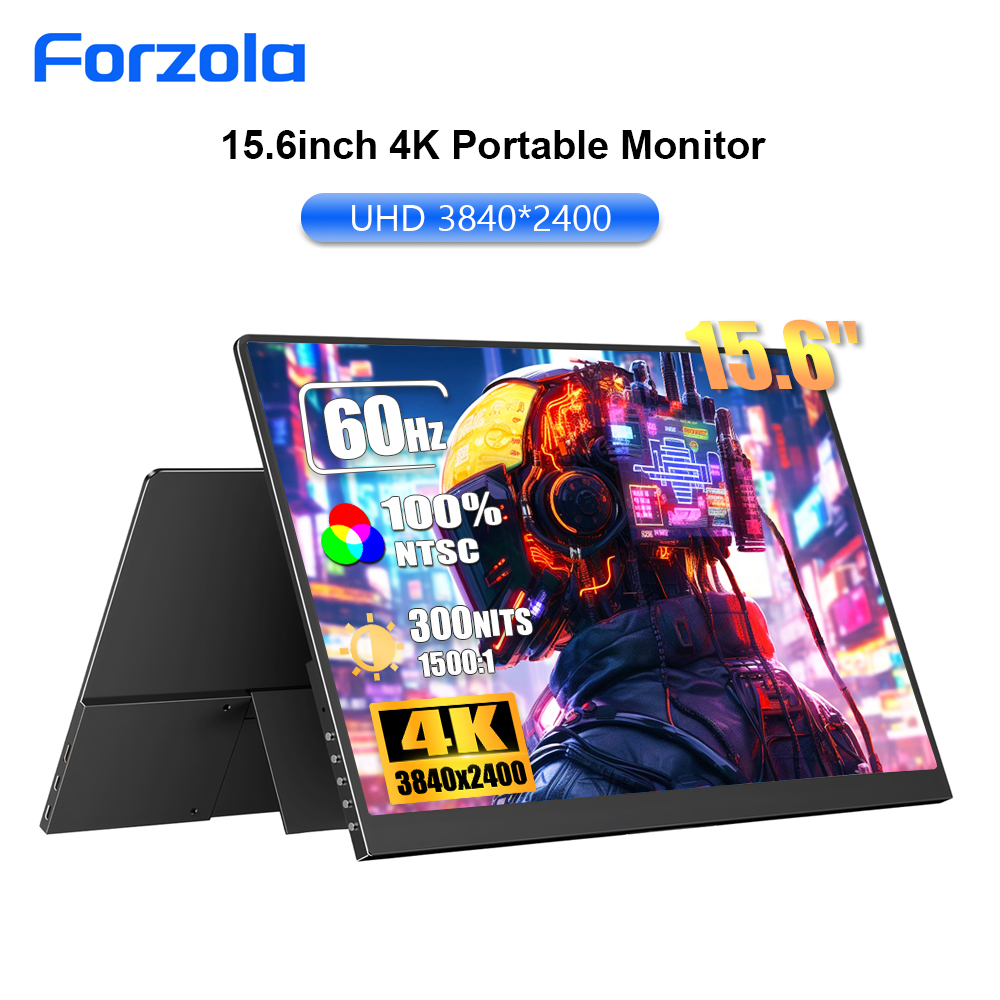 FORZOLA 15.6 4K ポータブルモニター UHD ラップトップ拡張画面タイプ C HDMI コンピュータ PC ゲームディスプレイ Mac 電話 PS4 PS5 スイッチ用