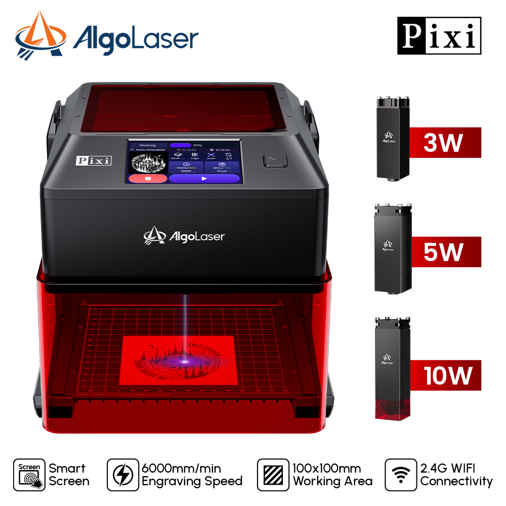 AlgoLaser PIXI ミニポータブルレーザー彫刻機 タッチスクリーン付き スマートクラス 1 レーザー彫刻機 ビジネス DIY ロゴドッグタグ用