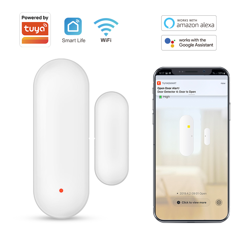 Tuya スマート WiFi ドアセンサー スマートホーム開閉検出器 Smartlife アプリ制御通知 Alexa Google Home と互換性あり