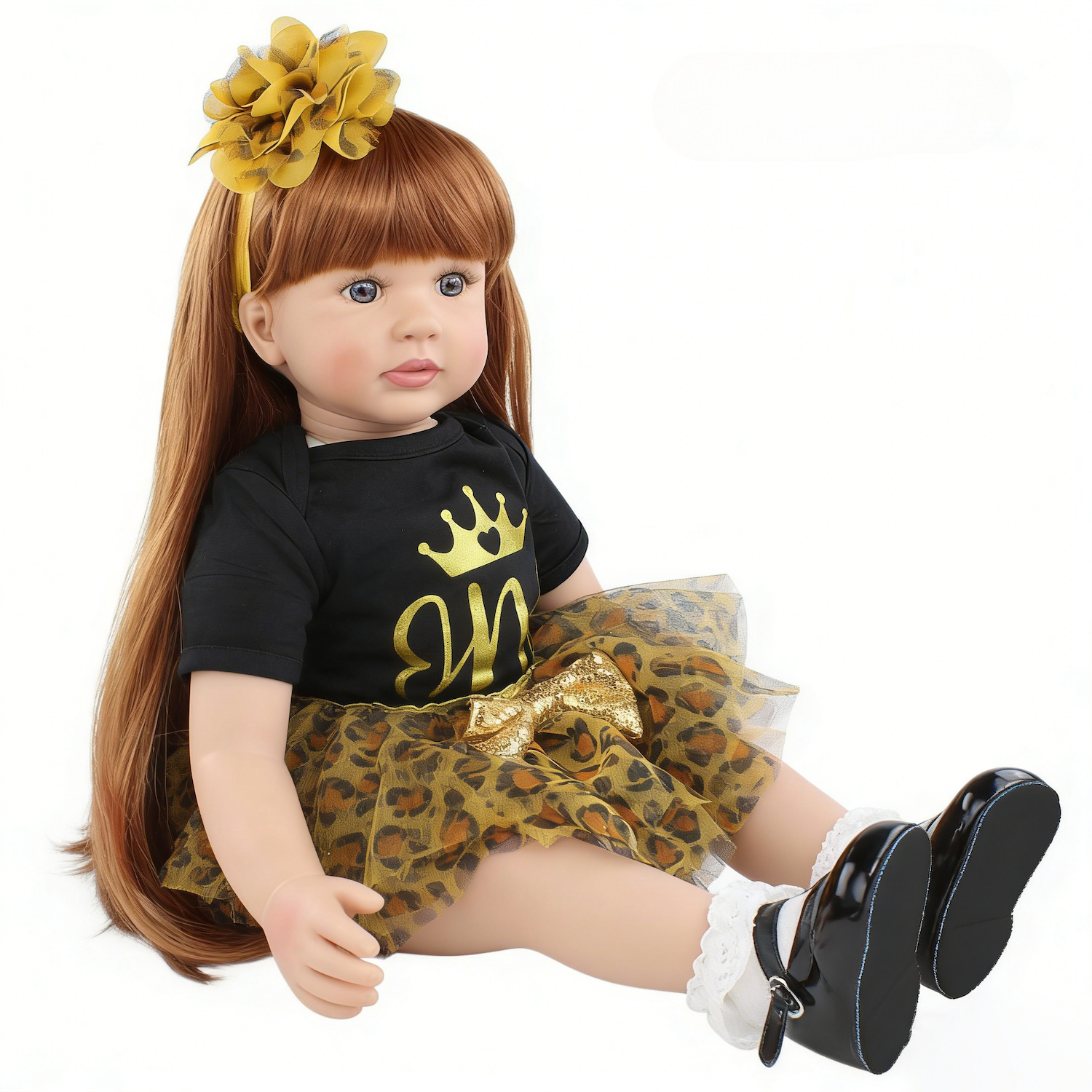 BZDOLL 60CM 24インチロングヘアプリンセスリボーンドール、ビニール手足布ボディ、ドレスアッププレイおもちゃ、女の子の誕生日ギフト