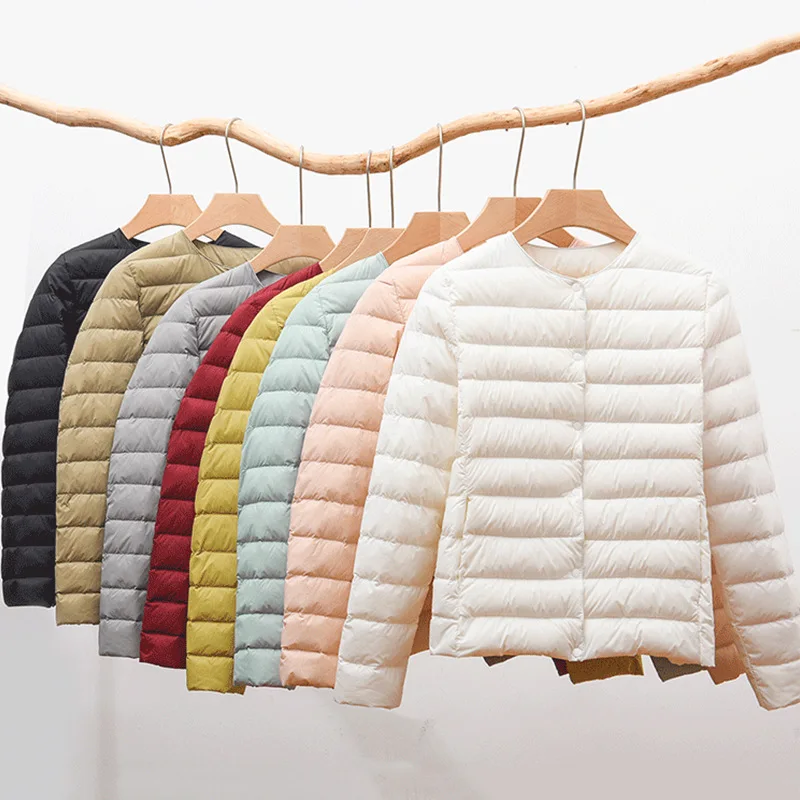 9 色の女性フグジャケット 90% 超軽量ダックダウン女性マット生地軽量コート暖かい女性ウインドブレーカーパーカー
