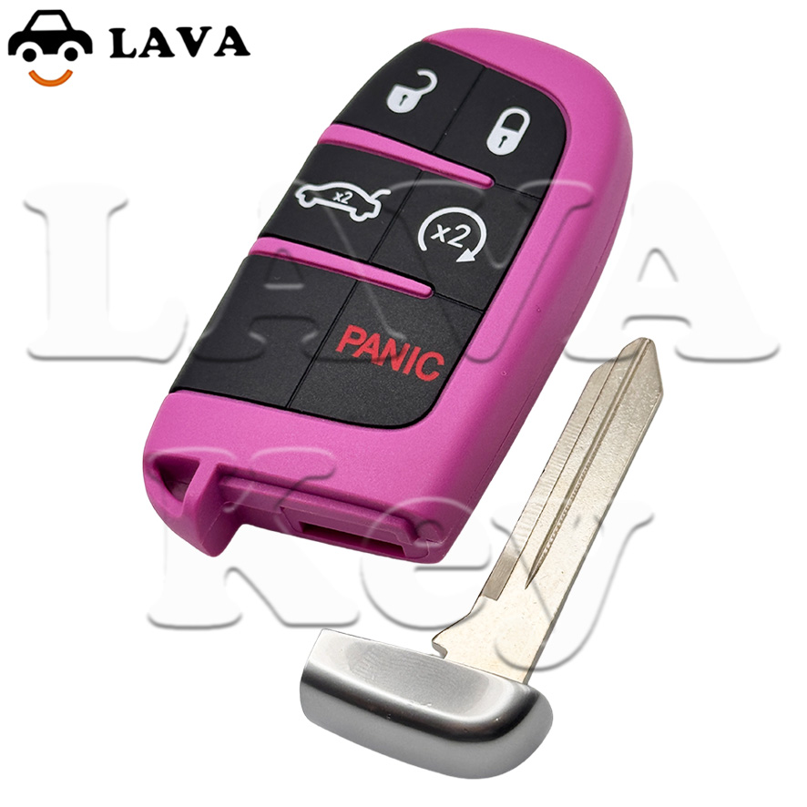 LAVA キー車スマートリモート交換レッドブルーピンクキーシェル交換ダッジ SRT 5 ボタンノーカット緊急キーブレード付き