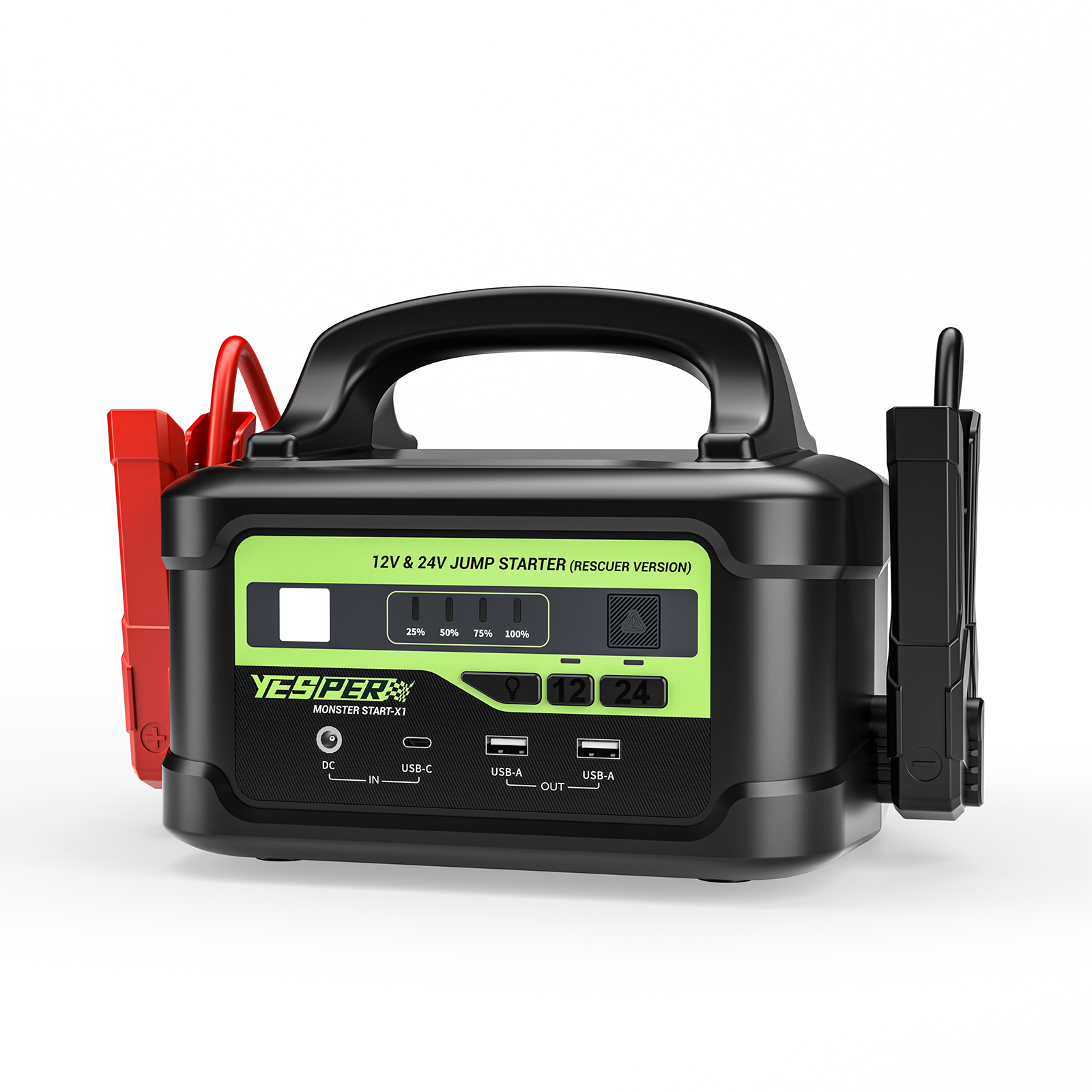 YESPER 車用ジャンプスターター 6000A ピーク、ポータブル 12V/24V 大型トラックジャンパーボックス、58800mAh バッテリーパワーステーション
