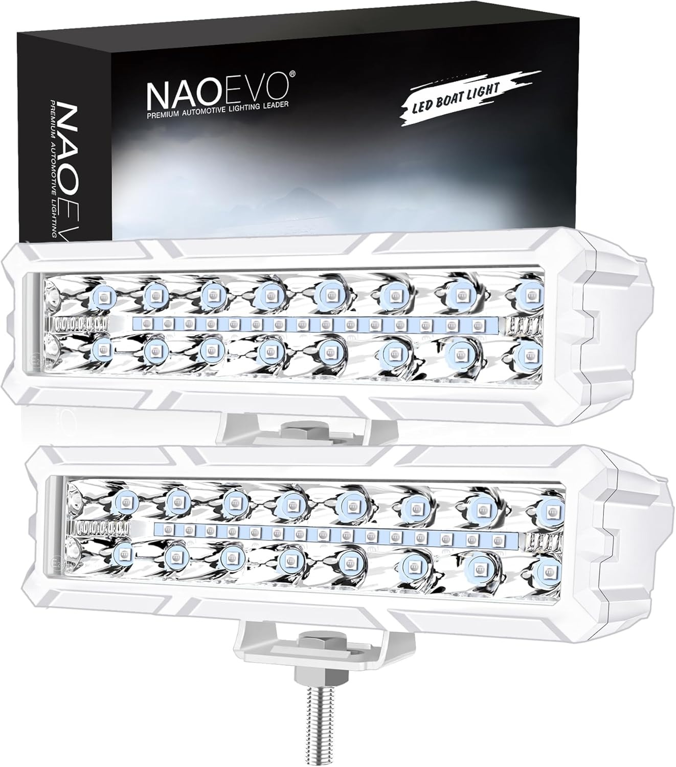 NAOEVO 6 インチ LED ボートライトマリン LED ライトバー 50 ワット 4000LM スポットフラッドブルードックデッキライトトラック ATV UTV ゴルフカート用
