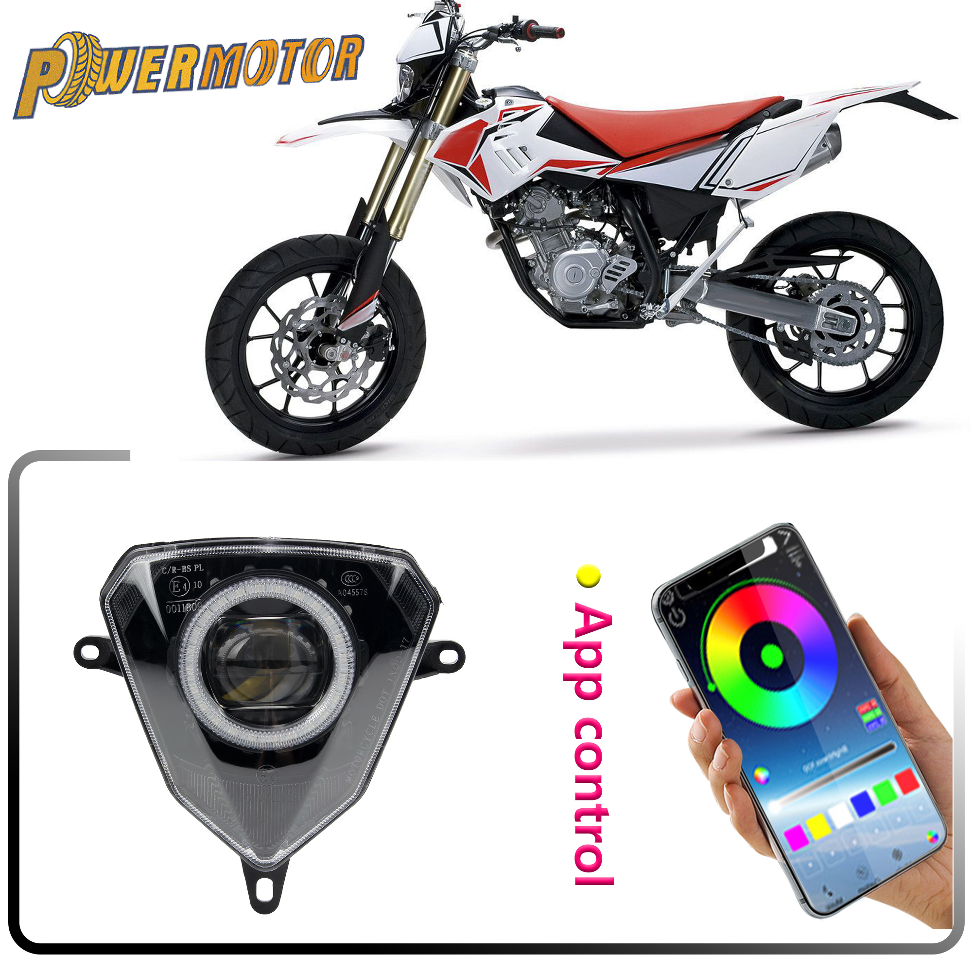 Eマーク承認オートバイLEDヘッドライトアプリ制御RGBヘッドランプベータRR 125-480 2010-2023 125-50 LC Xtrainer 250/300用