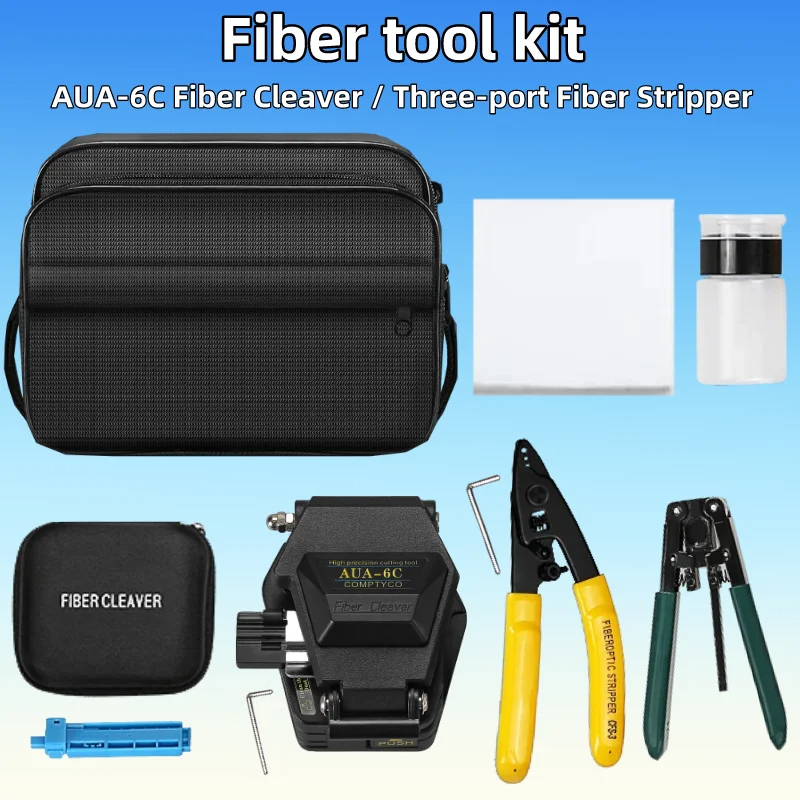 FTTH 光ファイバーツールキット AUA-6C ファイバークリーバー CFS-3 3 ポートファイバーストリッピングプライヤー光ファイバーレザーワイヤーストリッパー付き