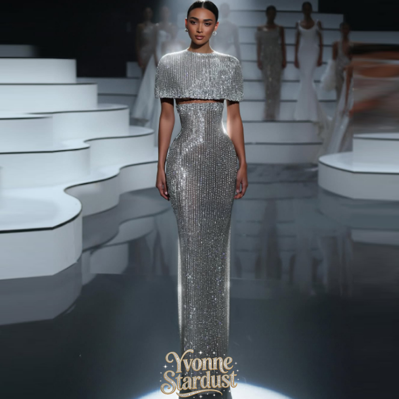 イボンヌイブニングドレススパークルスパンコールロング高級フォーマルパーティードレス女性カクテルドレス Vestidos デバイレカスタマイズ