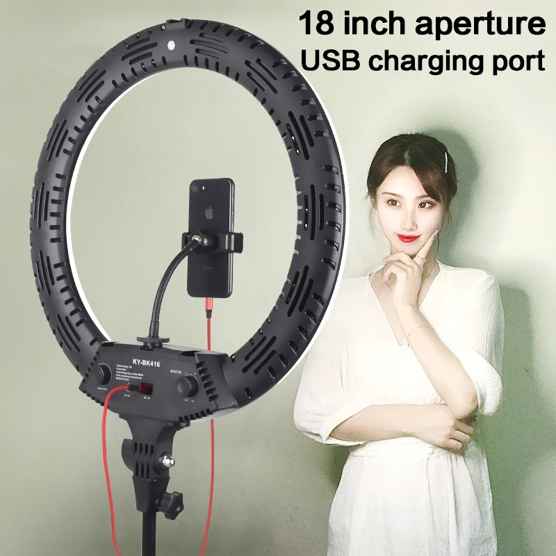 3200-5600K LED リングライト 416 個 LED ビーズ 65 ワット 18 インチ写真照明 LED リングランプライブブロードキャストメイクアップビデオ用