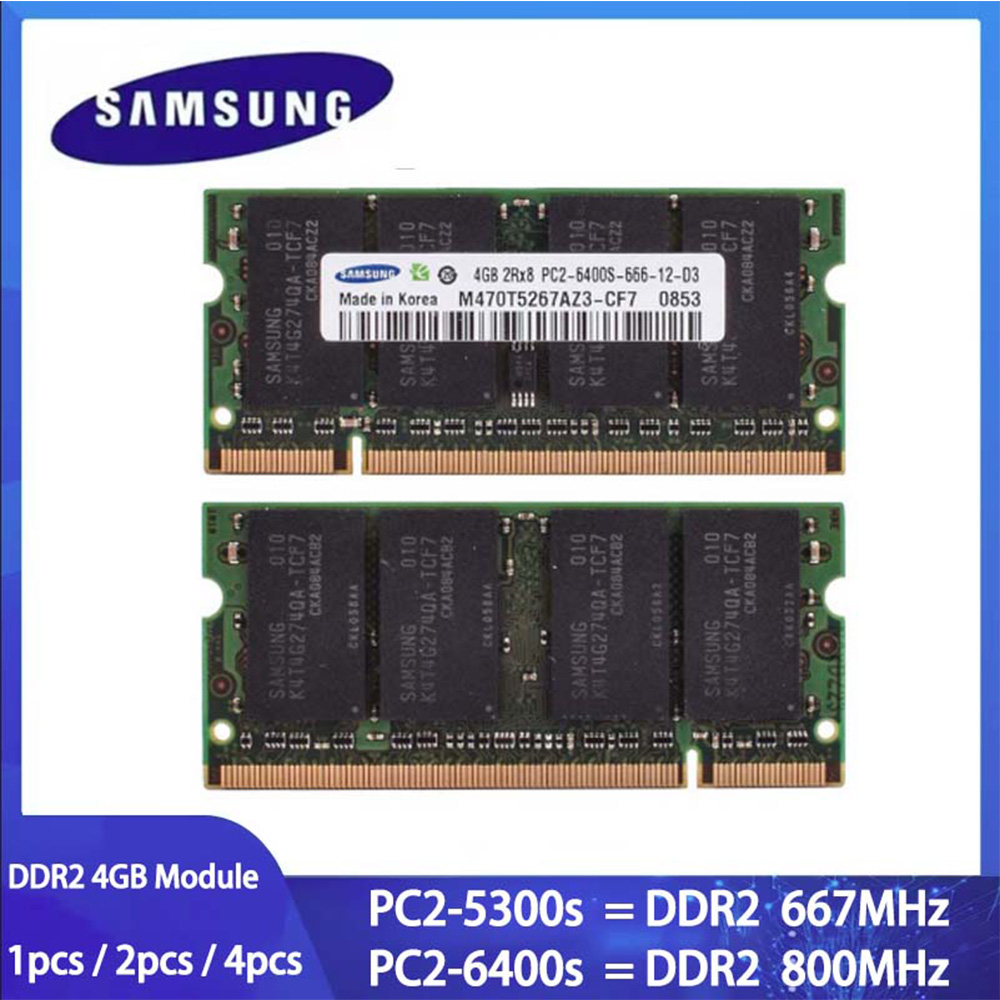 SAMSUNG DDR2 4GB / 8GB / 16GB 667MHz 800MHz ノートパソコン用メモリ SO-DIMM メモリ Non-ECC PC2-5300S PC2-6400S 1.8V 200ピン ノートパソコン用