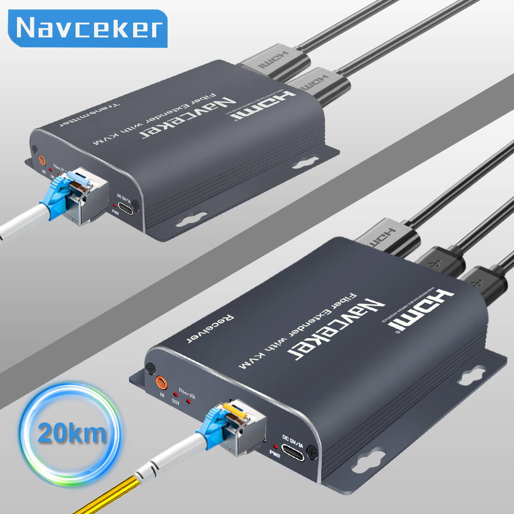 Navceker H.265 20KM HDMI 互換ファイバーエクステンダー 1080P KVM over LC 光ファイバーコンバーター HDMI から光ファイバービデオトランスミッター