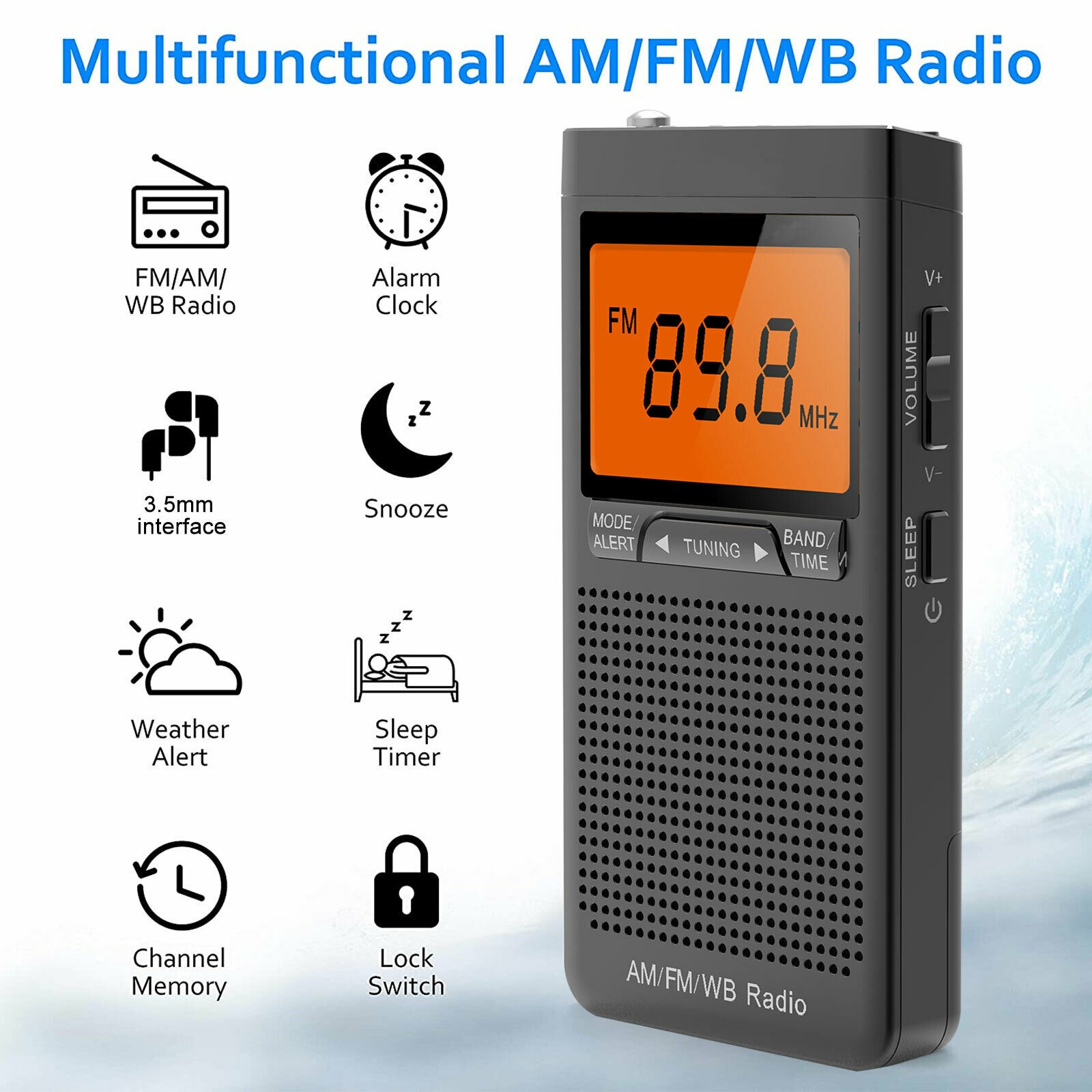 NOAA 天気ラジオ AM FM WB ステレオポケットラジオミニポータブルプレーヤー緊急ハンドヘルド受信機は飛ぶように売れます