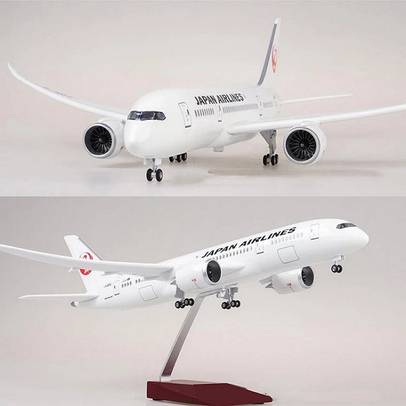 43CM 飛行機モデル 日本航空 B787 ライト付き樹脂スケール航空機