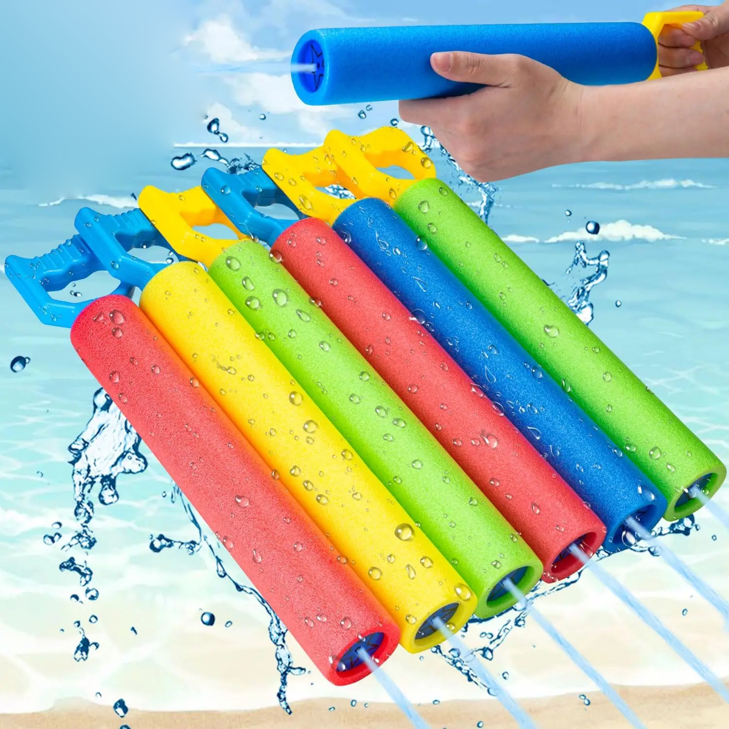 子供用水のおもちゃ大きな水鉄砲EVAフォームプルタイプ夏多人数インタラクティブ水プール色ランダム