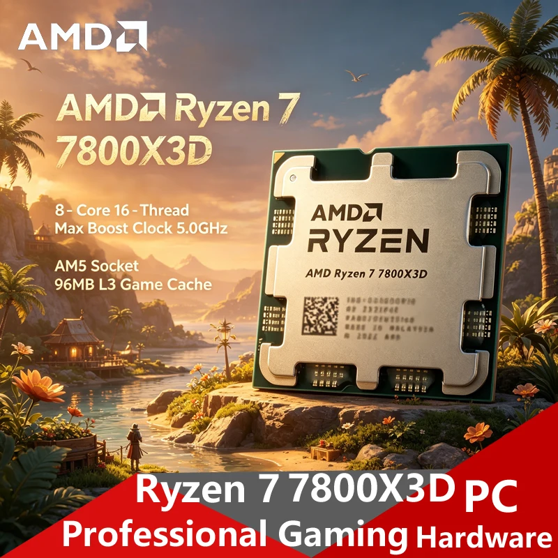 AMD Ryzen 7 7800X3D OEM トレイ CPU、8C16T 5.0GHz ブースト、5nm 96MB キャッシュ、AM5 ロック解除済みハイエンド ゲーム プロセッサー (クーラーなし)