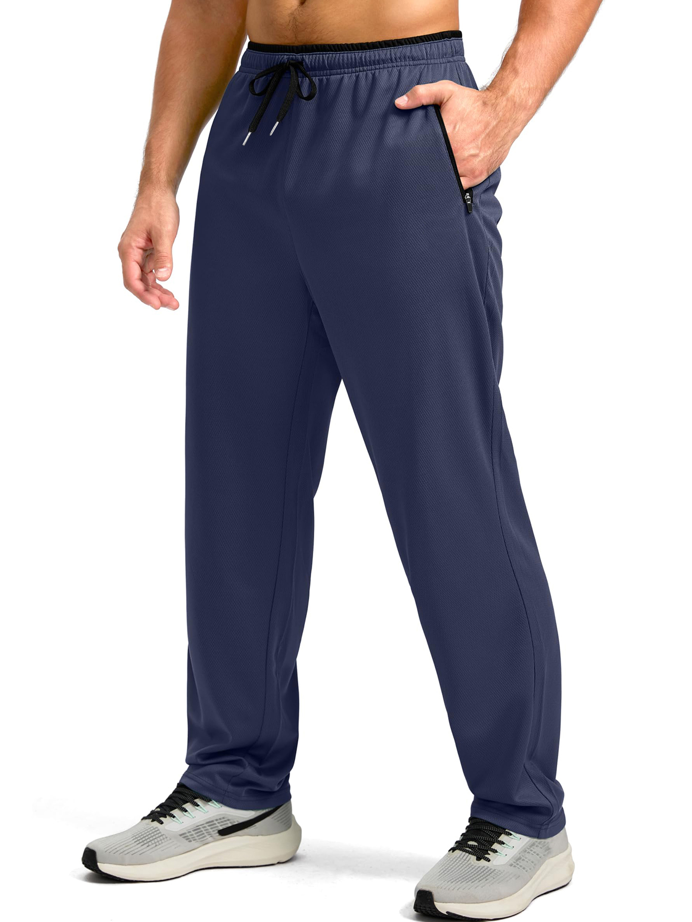 TACVASEN メンズ 速乾アウトドアパンツ ストレートレッグ ウエストゴム フィットネス ランニング ハイキング ヨガ ジョギング スウェットパンツ