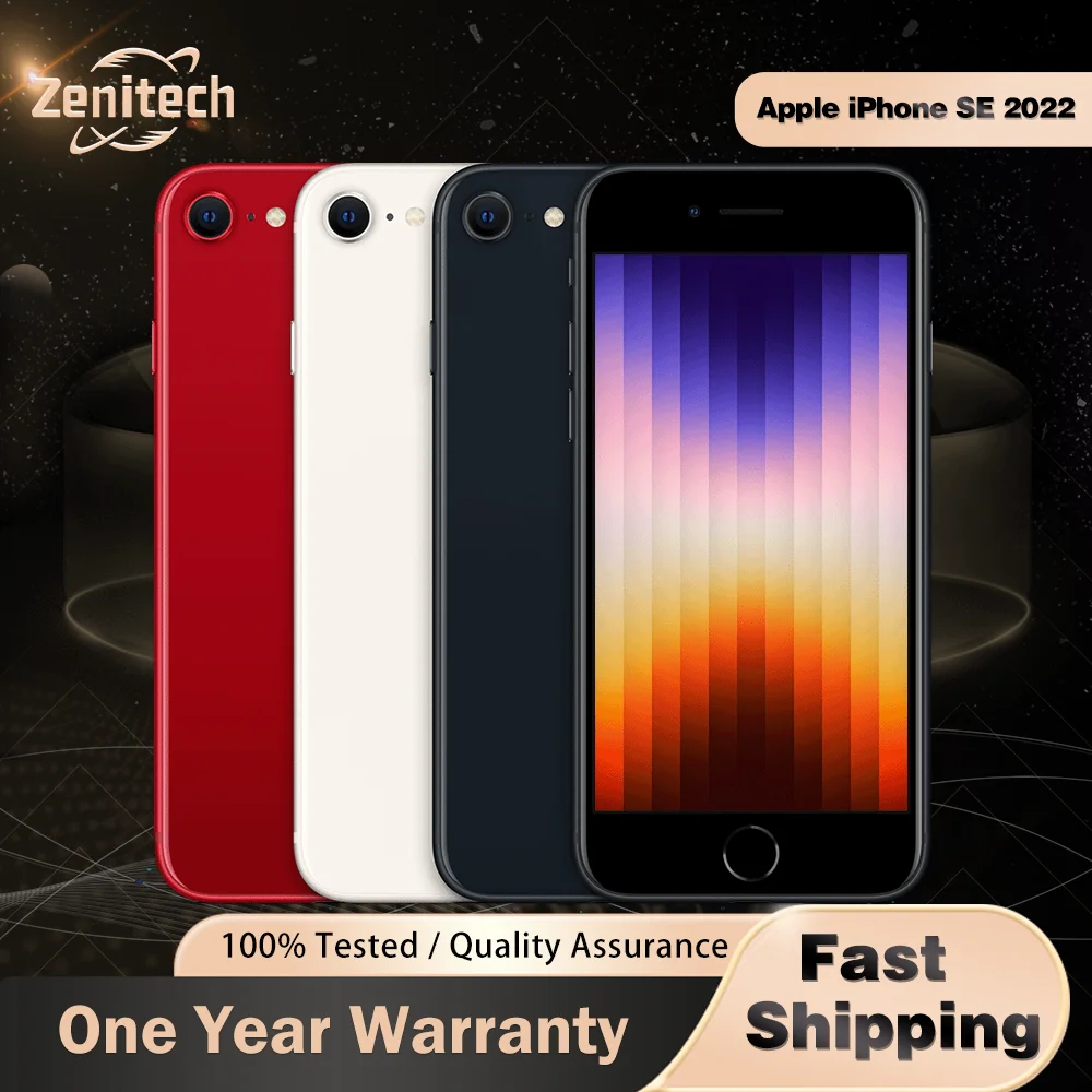 オリジナル Apple iPhone SE 2022 (第 3 世代) 5G スマートフォン 4.7" Retina A15 バイオニック ヘキサコア 64GB/128GB NFC 12MP 7MP ロック解除済み電話