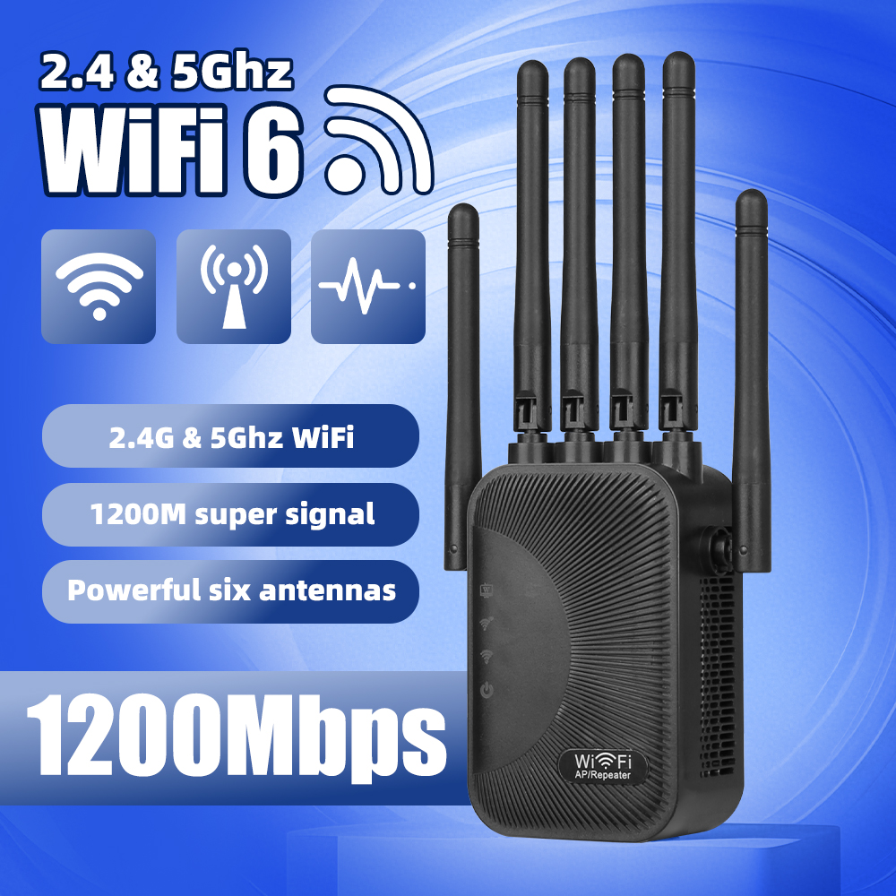 Regaton NEW 1200Mbps デュアルバンド WiFi エクステンダー、2.4G 5.8G ワイヤレス信号リピーター ホーム WiFi レンジブースター、屋内カバレッジ用