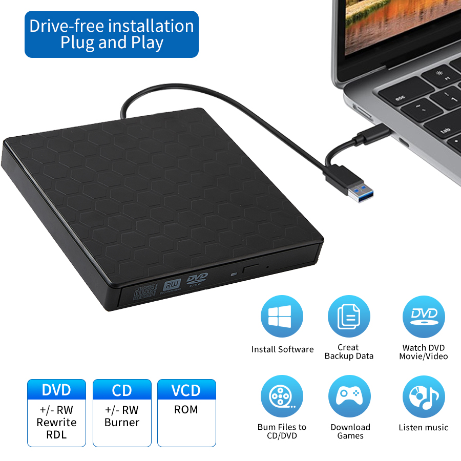 スリム外付けDVD RWドライブ USB3.0