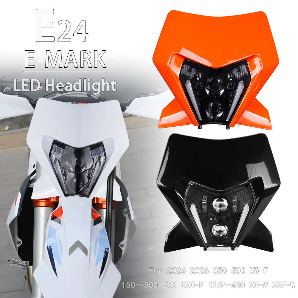 LED ヘッドライトマスクフェアリング KTM 2024-2026 EXC EXC-F 150 200 250 300 350 400 450 500 125 XC-W XCF-W XW-F オートバイヘッドランプ
