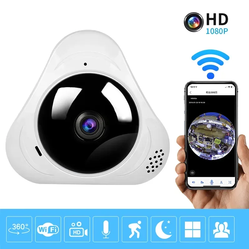 360度Wi-Fiパノラマカメラ 1080P セキュリティ保護 魚眼レンズ IP 3MP スマートホーム ナイトビジョン CCTV監視カメラ
