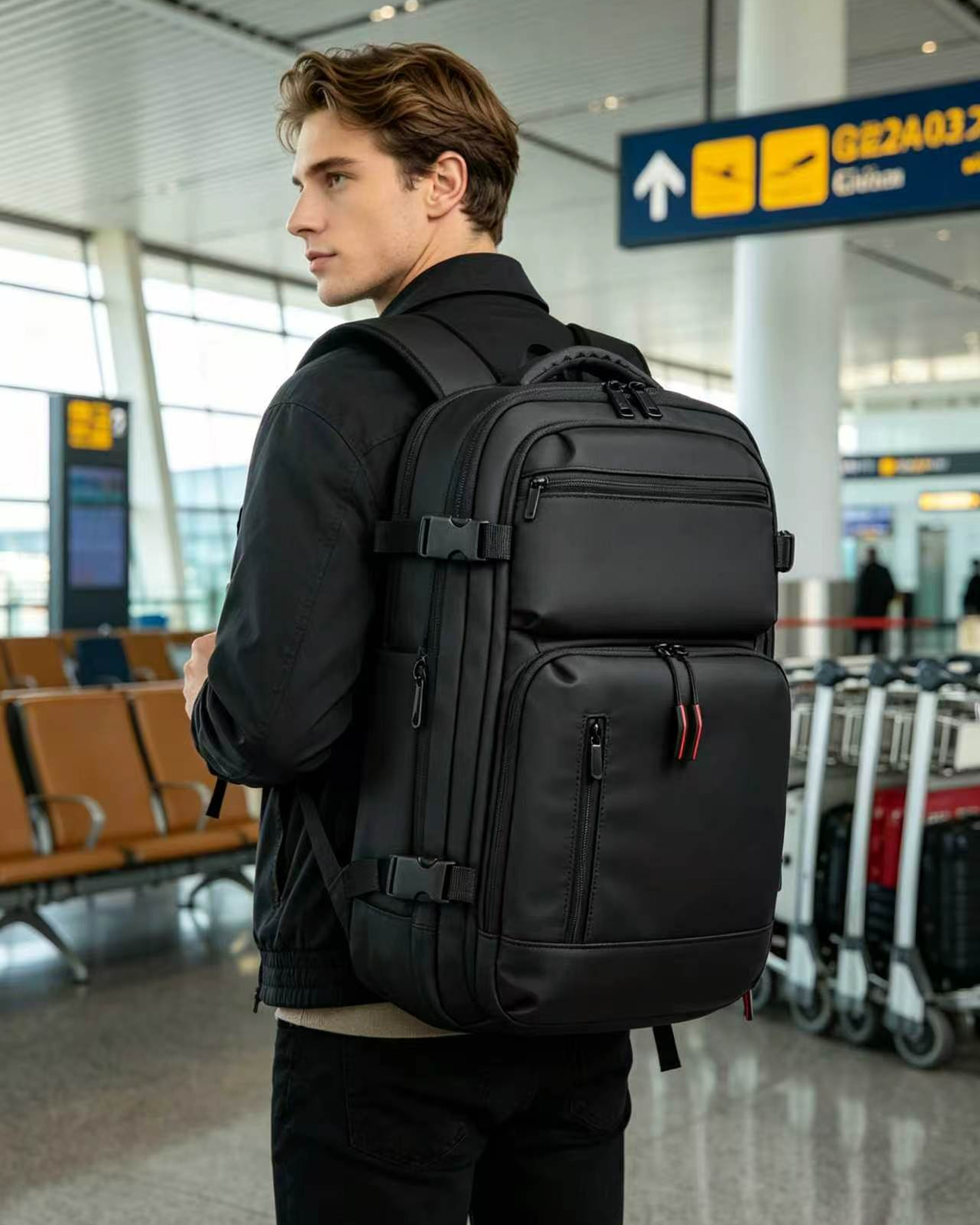 真空バックパック 60L 拡張可能な空気圧縮システム TSA ロック機内持ち込みスーツケース荷物旅行バックパック