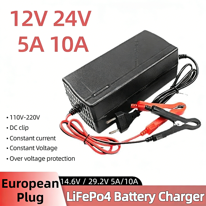LiFePo4 充電器 12V 24V 5A 10A 車のバッテリー充電器 110-220V スマートオートバイバッテリー充電器 14.6V 29.2V 車用急速充電器