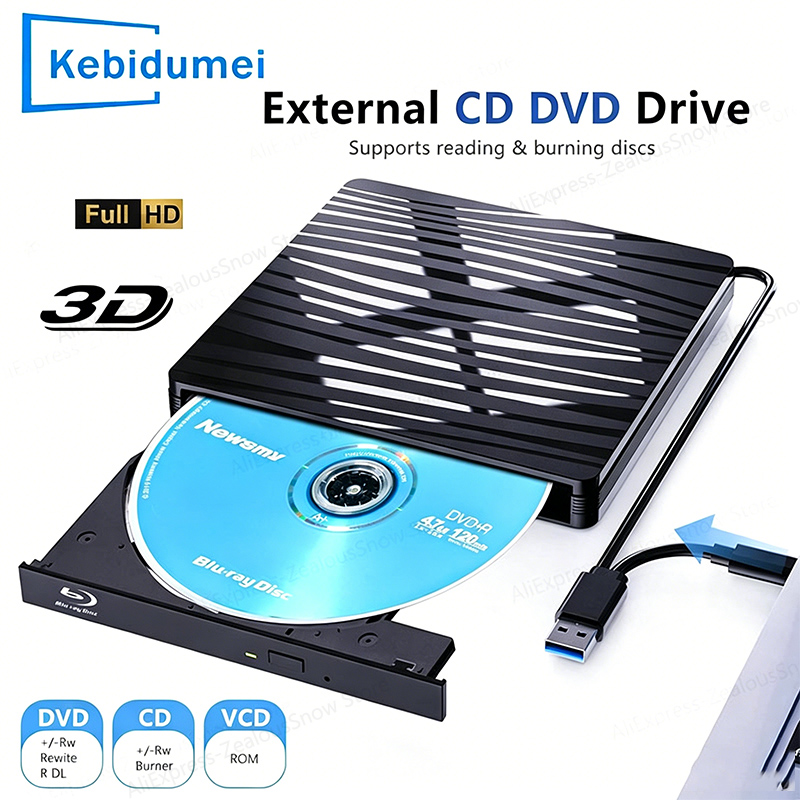 KEBIDUMEI 外付け CD DVD ドライブ、USB 3.0
