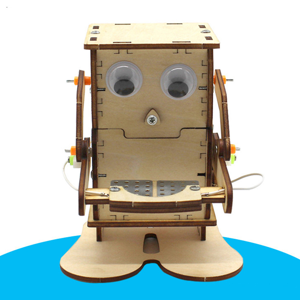 DIY ロボット食べるコイン木製モデル教育学習ステムプロジェクトキット科学実験教育玩具木製組み立てキット