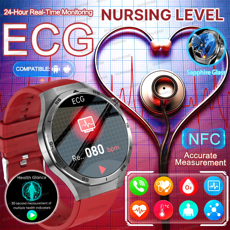 2026 本物の新心電図血圧スマートウォッチ尿酸脂質体脂肪時計 NFC Bluetooth 通話健康診断腕時計メンズ