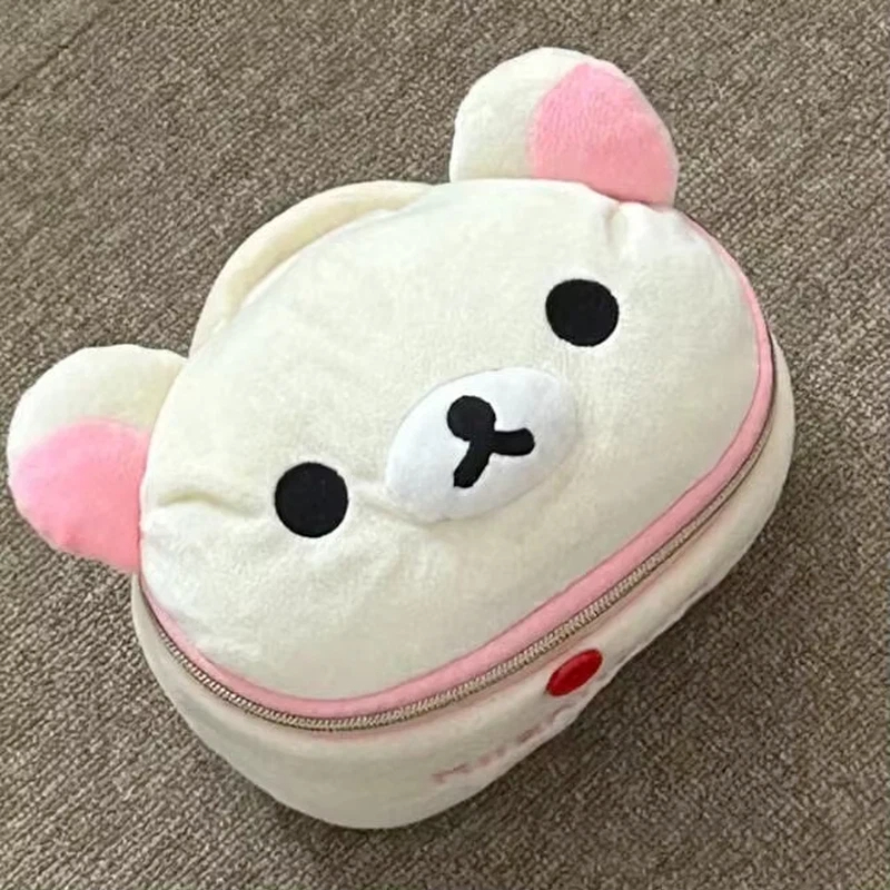 新しいかわいいリラックマクマガールぬいぐるみ楕円形立体化粧バッグポータブル収納袋かわいい漫画簡単クマクマ収納 W