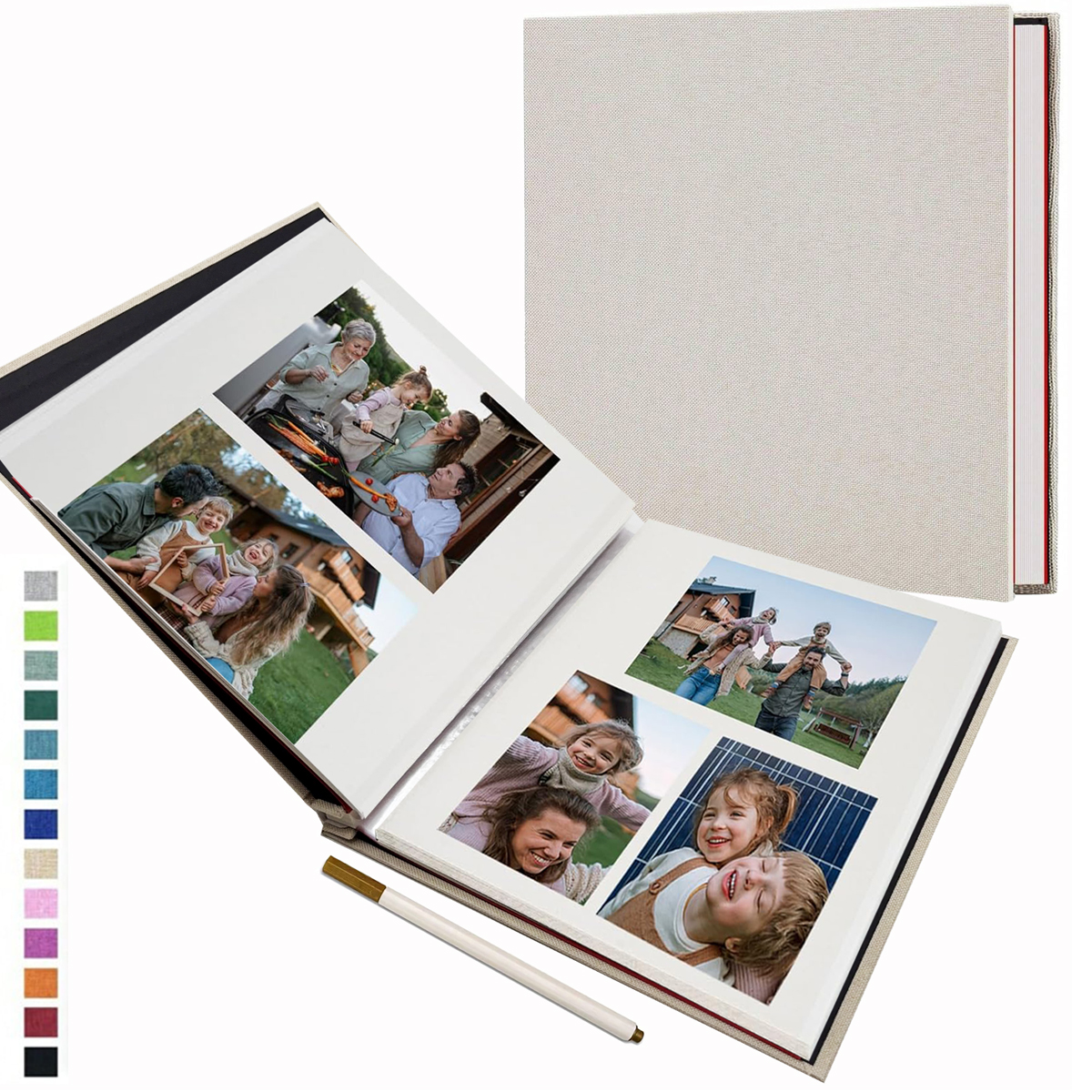 1pc リネンフォトアルバム自己粘着スクラップブックアルバム 2 × 3 4 × 6 5 × 7 8 × 10 写真 DIY フォトブック誕生日プレゼント女性ママ
