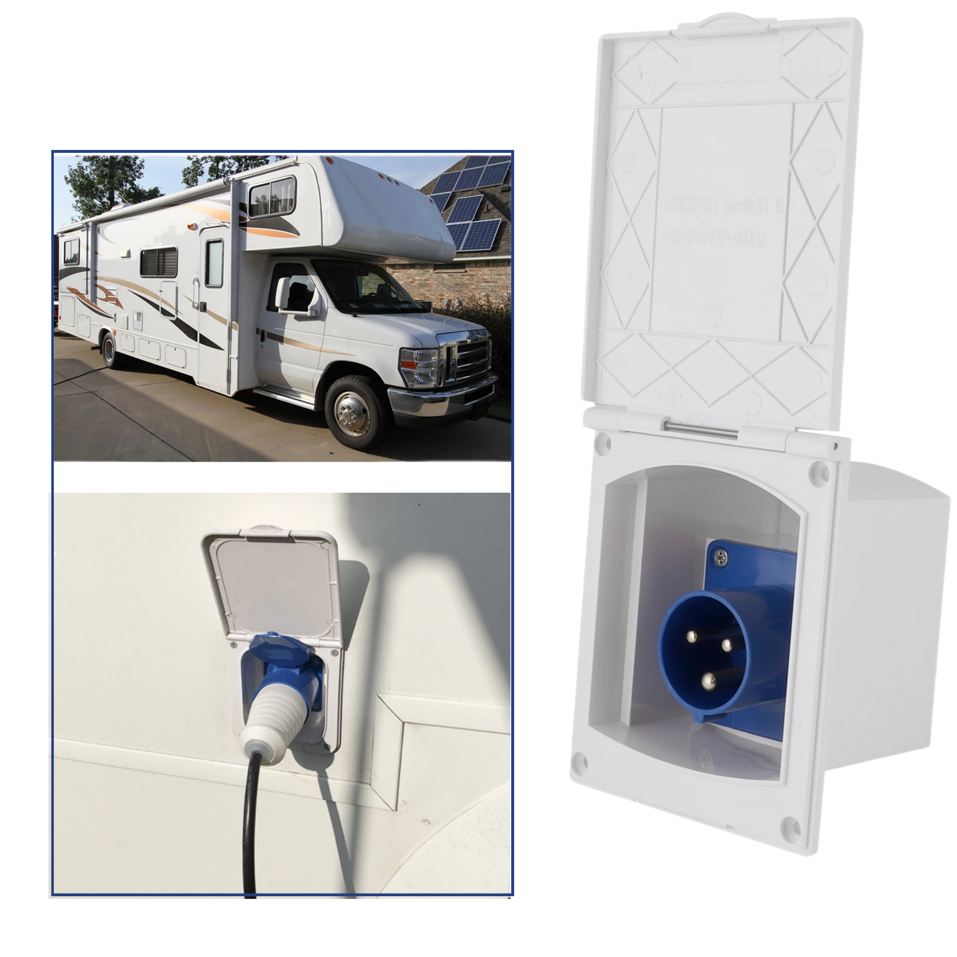 キャンピングカープラグ 16A 220V-240V 防水外部 3 ピンフラッシュメスソケット RV キャラバントレーラー電源コンセント電源インターフェース