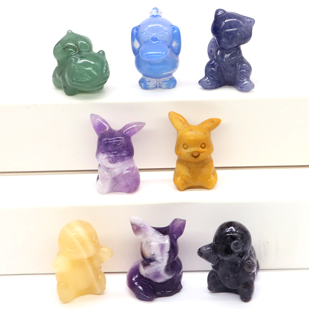 1.2インチ天然クリスタルストーンリスカエルシードカメ像漫画宝石彫刻ヒーリングホームルーム装飾キッズホリデーギフト