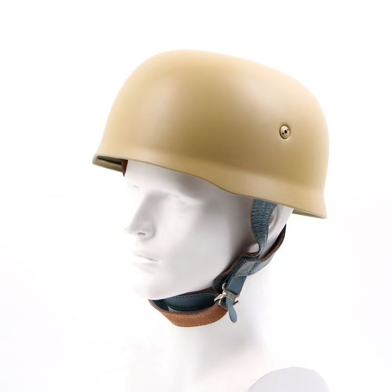 スチールヘルメットドイツ M38 空挺部隊ヘルメットフィルムテレビ小道具革ライナー付き空挺部隊狩猟ハードキャップ安全ヘルメット