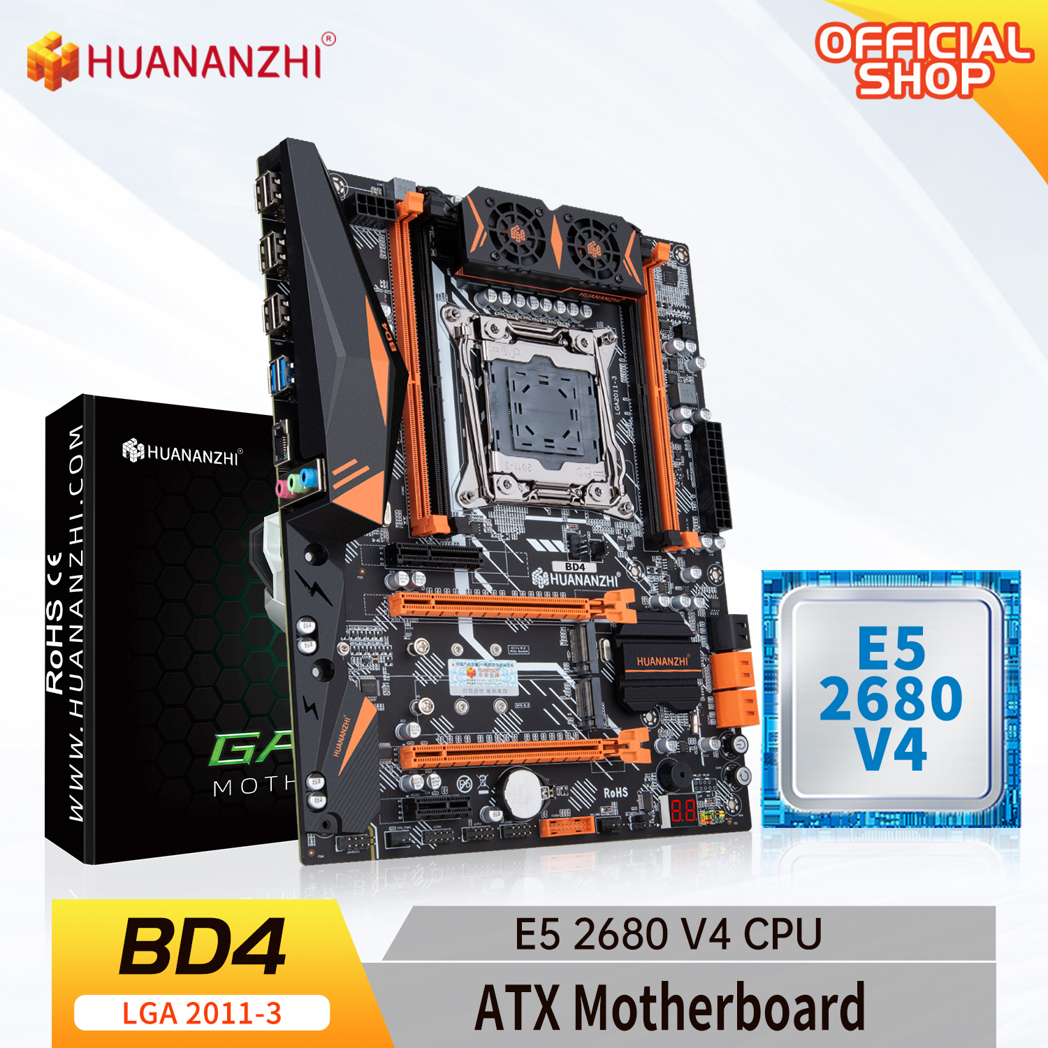 HUANANZHI X99 BD4 E5 2680 V4 LGA 2011-3 X99 マザーボードサポート DDR4 コンボキット ハイエンドゲームおよびプロフェッショナル用途向け